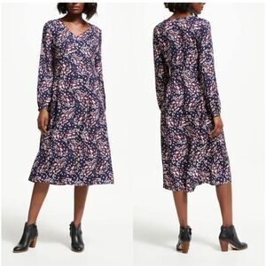 Boden long sleeve floral midi dress with pockets size 8 long